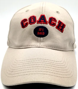 Coach #1 Dad beige Klettverschluss Strapback Baseball Golf 6 Panel Mütze Kappe Einheitsgröße - Bild 1 von 12