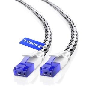 Cat 6 25ft Ethernet Cable, Braided Network Patch Cable Cat6 with RJ45 connect... - Picture 1 of 8