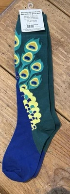 CALCETINES PAVO REAL hasta la rodilla ~ Talla única ~ Calcetín It To Me algodón elástico nuevos con etiquetas Foto 1 de 4