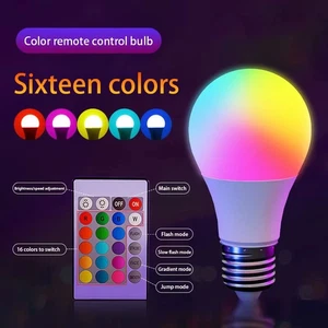 RGB Bulb LED Light 16 Colour Changing B22 Bayonet E27 Screw Lamp Remote Control - Picture 1 of 6