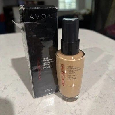 NEW Avon Extra Lasting Liquid Foundation SPF 12 Pure Beige E202 NOS 20141 fl oz - Image 1 of 4