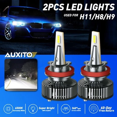 AUXITO H11 H9 LED Headlight Bright Super Bulbs HIGH/LOW Beam 6500K Xenon White - Image 1 of 4