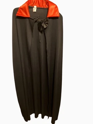 Black Vampire Cape With Red Satin Lining & Bow Tie Closure Halloween Costume - Image 1 of 4