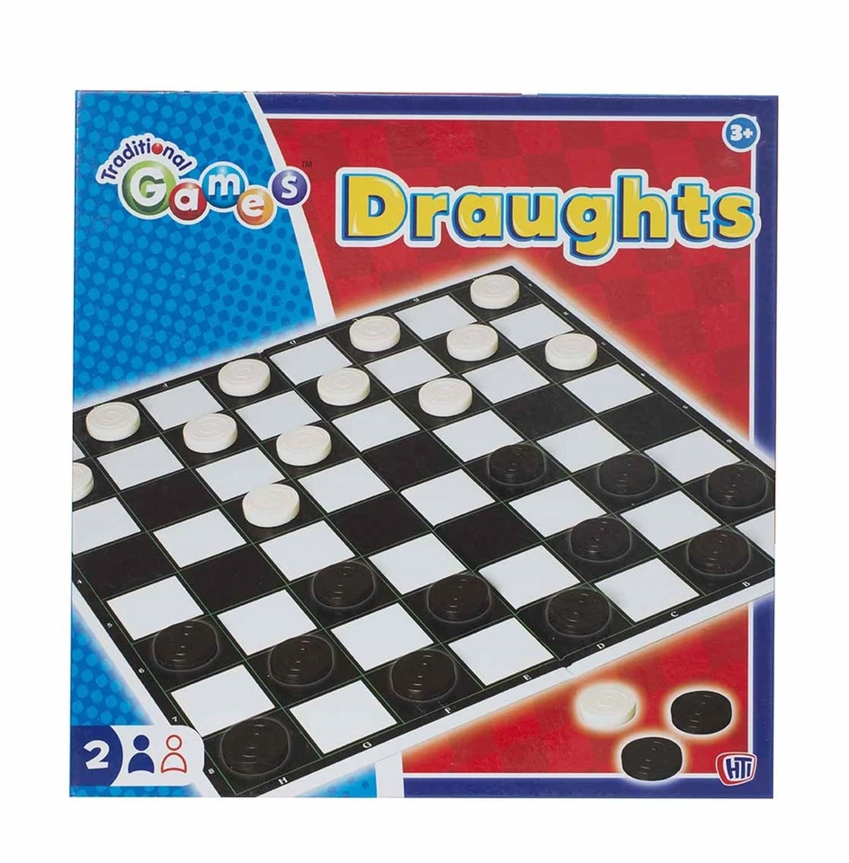 HTI Draughts Checkers Board Game Kids & Adults Classic Strategy Play - Image 1 of 1