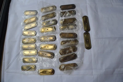 Lot of 28 Vint. Keeler Co. 3" Brass Drawer/Door Knob Cabinet Backplates. N16422 - Image 1 of 4