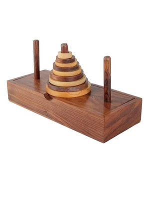 Torre di Hanoi in Legno Puzzle Game Brain Teaser Gioco Educativo con per Bambini - Immagine 1 di 2