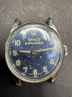 Vintage Bradley Space Explorer Astronaut Mechanical Watch Swiss Made 28.5mm - Image 1 of 4