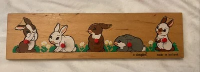 Vintage Simplex Wooden Puzzle Bunny Rabbits Made In Holland - Image 1 of 4