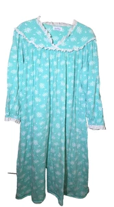 Vintage Lanz of Salzburg Flanell Nachthemd USA Made Ösen Spitze Blumen Gr. L? Büste 44 - Bild 1 von 15