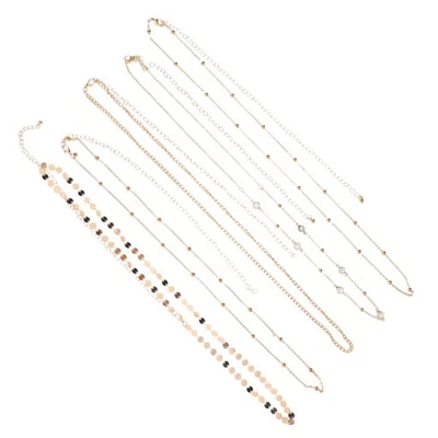  3 pezzi da donna multistrato con strass, catene in metallo, cinture regolabili, - Immagine 1 di 4