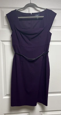 Vestido American Living Vintage Talla 12 Cuello Cuadrado Color Ciruela/Berenjena Cinturón Foto 1 de 4