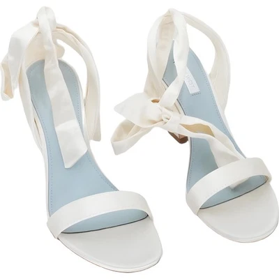 Nine West Kelsie Ivory Satin Ankle-Tie Wedding Heeled Sandals 9M US - Image 1 of 4