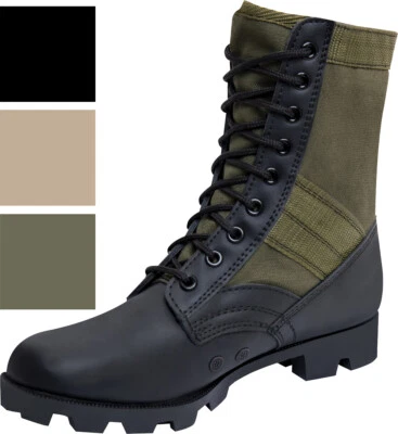 Vietnam Jungle Boots, 8" Leather / Canvas, Panama Sole, Military Army Tactical - Image 1 of 4
