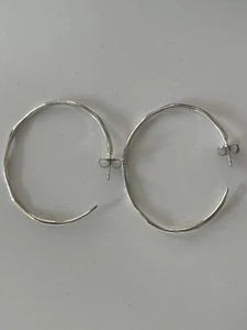 IPPOLITA GLAMAZON SCULTURA SQUIGGLE STERLING SILVER LARGE HOOP  EARRINGS - Picture 1 of 4