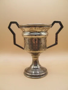 Vintage Sterling Silver Trophy With Deco Style Geometric Twin Handle ROBERTS CUP - Bild 1 von 5
