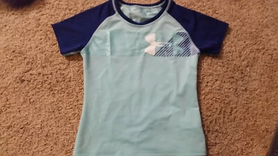 Under Armour Rash Guard T-Shirt Girls Size S Blue White UPF 30+ VERY NICE!  - Image 1 of 4