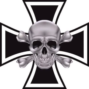 Aufkleber Eisernes Kreuz Totenkopf silber Autoaufkleber Konturschnitt - Bild 1 von 1