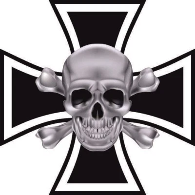 U24 Adesivo Croce di Ferro Teschio Argento Adesivo Auto Contorno