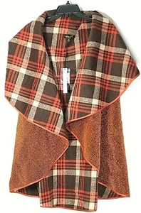 Jerry T Women's Reversible Brown & Orange Cape 2X 22 24 Plus Size Jacket SR7070 - Picture 1 of 8