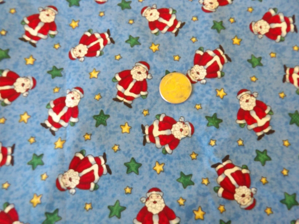 CRANSTON LESLIE BECK SANTA & STARS 100% COTTON 2 YARDS 32 INCHES FABRIC - Image 1 of 1
