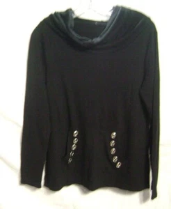 Long Sleeve Black Pullover w/ a Front Pocket - Picture 1 of 5
