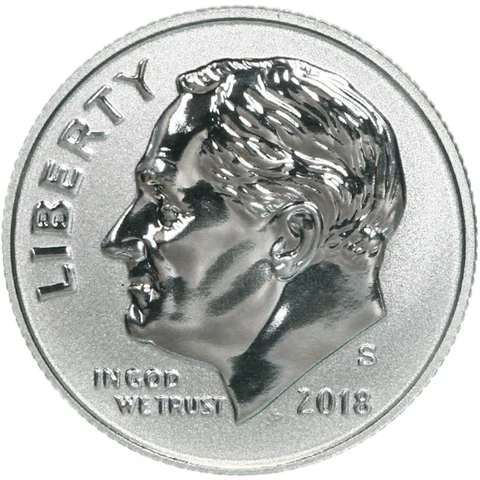 2018 S Roosevelt Dime Gem Deep Cameo 90% Silver Reverse Proof US Coin Cover