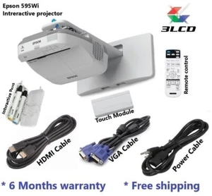 Proyector de tiro ultra corto Epson, BrightLink 595, control remoto y ¡LÁMPARA NUEVA!¡! - Imagen 1 de 5