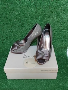 Zapatos de fiesta de tacón alto para dama Bourne "Marcy" gris humo punta abierta 38 UK5 en caja - Imagen 1 de 7