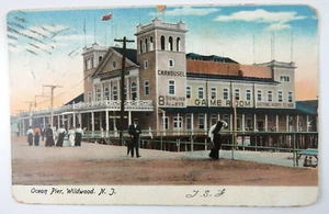 Antike Postkarte Ocean Pier Wildwood New Jersey verschickt 1907 IPCN & Co - Bild 1 von 7
