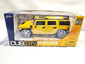 HUMMER H2 YELLOW 24" CHROME WHEELS DUB CITY KUSTOMS 1:24 Scale Jada Toys  - Picture 1 of 1