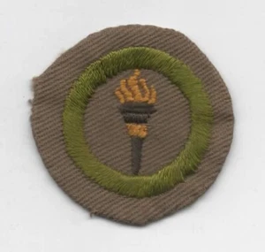Public Health Merit Badge, Type B Tan Wide Crimped (1934-35), Lt-Used - Picture 1 of 2