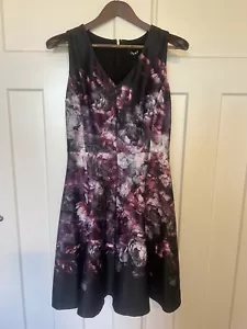 Vestido para mujer DKNY floral cuello en V sin mangas ajustado y acampanado nuevo con etiquetas talla 6 - Imagen 1 de 8