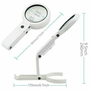 UK Large LED Magnifier With Light 5x 11x Magnification Illuminated Reading - Picture 1 of 12