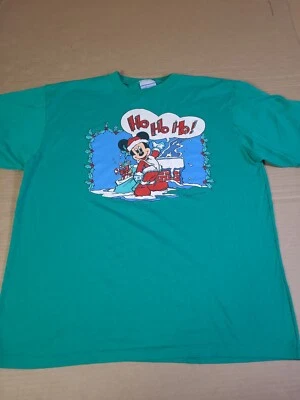 Vtg 80s MICKEY Mouse Santa T-SHIRT SZ Tag XL 22x26.5 DISNEY single stitch - Image 1 of 4