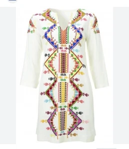 NEU Kate Moss für Topshop Boho bestickt Baumwolle elfenbein bunt Medium 6 8 - Bild 1 von 5