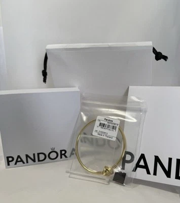 Brazalete genuino Pandora radiante corazón broche chapado en oro de 14kt tamaño 7,5 pulgadas Foto 1 de 4