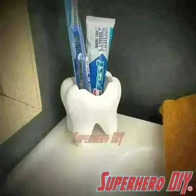 Soporte para pasta de dientes en forma de dientes | Soporte para cepillo de dientes para taza de dientes | Baño de dientes Si Foto 1 de 4