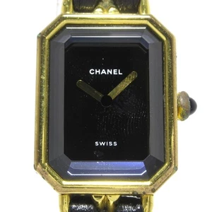 Auth CHANEL Premiere H0001 Black Gold Women's Wrist Watch - Picture 1 of 13