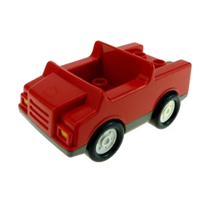 1x Lego Duplo Vehicle Car Red Grey Wheels White Fire Brigade Wagon 3083 2218c04 - Picture 1 of 1