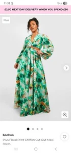 Plus Size 22 Boohoo Floral Print Chiffon Cut Out Maxi Dress - Picture 1 of 5