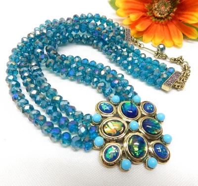 COLLAR COLGANTE HEIDI DAUS MULTI HEBRA CRISTAL AZUL Y CABUJÓN LAMINADO Foto 1 de 3