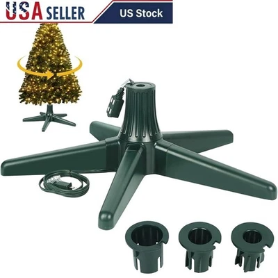 Sturdy 360 Degree Rotating Christmas Tree Stand W/ 3 Outlets Adjustable Size New - Image 1 of 4