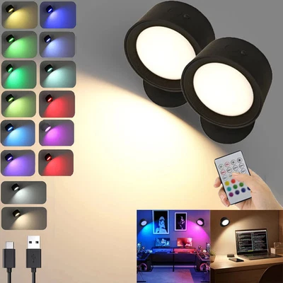 2x LED Wandleuchte mit Fernbedienung Akku Wandlampe Touch Control Wandleuchten - Bild 1 von 4