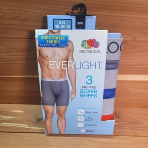 Fruit of the Loom Mens 3XL Everlight 4-Way Stretch Boxer Briefs 3-Pk Long Leg - Picture 1 of 7
