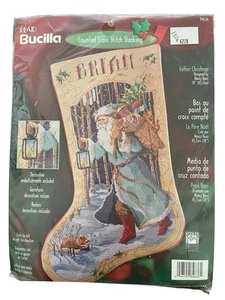 Bucilla Counted Cross Stitch Christmas Stocking NOSTALGIA Father Christmas 84636 - Picture 1 of 2