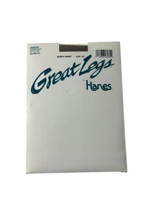 Vintage 90s Hanes Great Legs Pantyhose Sheer Sandalfoot Barely There Size CD - Picture 1 of 6