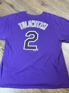 Majestic Colorado Rockies Troy Tulowitzki Shirt #2 Purple Adult Size XL MLB - Picture 1 of 7