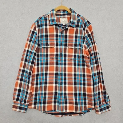 Camisa de Franela American Eagle Para Hombres MT Alta Peso Pesado Bolsillos Doble Tejido Naranja Foto 1 de 4
