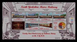 North Yorkshire Moors Railway Sheet. 21th Anniv Pullman Dining. MNH. #57 - Picture 1 of 1