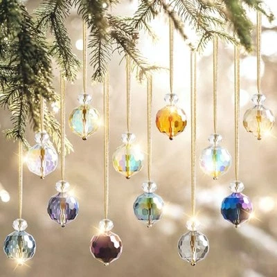UXORSN 12PCS Christmas Tree Crystal Ball Ornaments 22mm Glass Christmas Baubles - Image 1 of 4